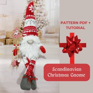 padrão pdf, tutorial pdf para o rascunho do gnomo escandinavo de Natal DIY HandMade
