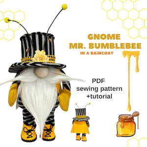 Bumblebee Gnome Sewing Pattern, Summer Decoration (PDF Pattern)