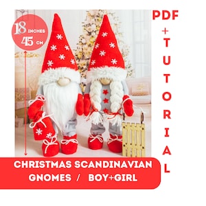 pattern pdf scandinavian gnomes. gnomes for Christmas.  girl gnome and boy gnome DIY HandMade draft