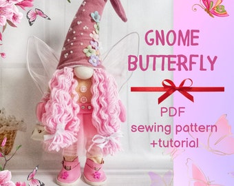 pattern pdf scandinavian gnome butterfly summer decoration present and gift idea for birthday DIY HandMade + detailed  instructions