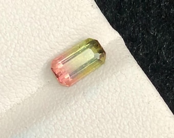 Bi-Color Tourmaline: Pink & Green Emerald Cut Gemstone (0.80 ct, Afghanistan
