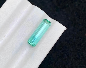 Seafoam Blue Tourmaline Gemstone: Emerald Cut, 3.00 ct, VVS Clarity