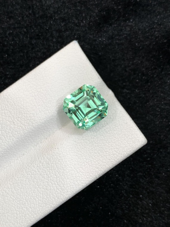 Green Kunzite Gemstone: 6.30 Carat Asscher Cut, Afghanistan Origin
