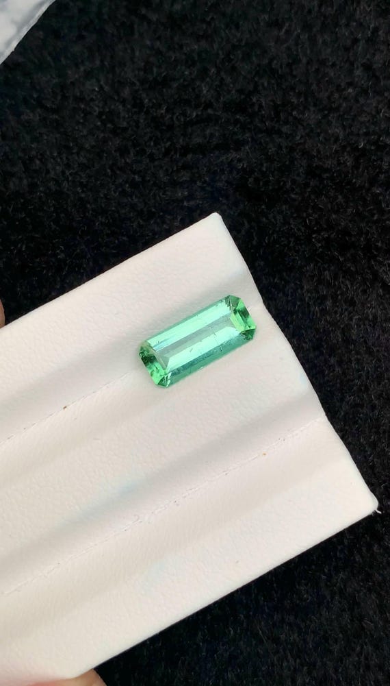 Bluish Green Tourmaline Gemstone: Emerald Cut, 1.70 Ct, Afghanistan