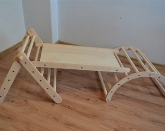 Zickenling Set (60cm hoch) verstellbares Kletterdreieck mit Rutsche und Bogen