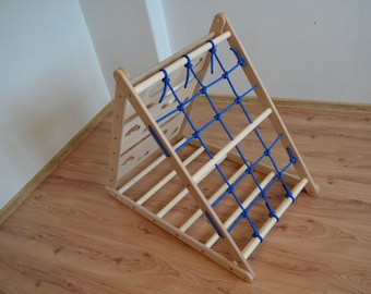 Orang-Utan Kletterdreieck mit 3 Seiten (Netz, Sprossen- und Kletterseite) | Pikler Dreieck, 87cm hoch