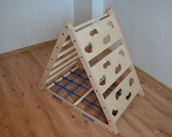 3-seitiges Kletterdreieck / Kletterstruktur / Kinderklettern / Spielzeug für die Bewegungsentwicklung / Felswand / Seilwand / Leiterwand