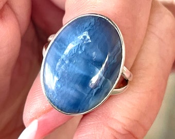 Owyhee, Blue, Opal, Ring, Size 9.5, In Sterling Silver