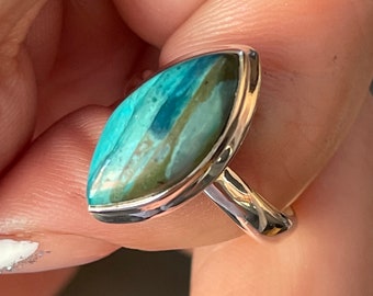 Opalite, Blue, Opal, Ring, Size 7, Opaline, In Sterling Silver