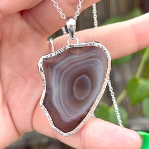 Botswana, Agate, Pendant, Necklace, In Sterling Silver