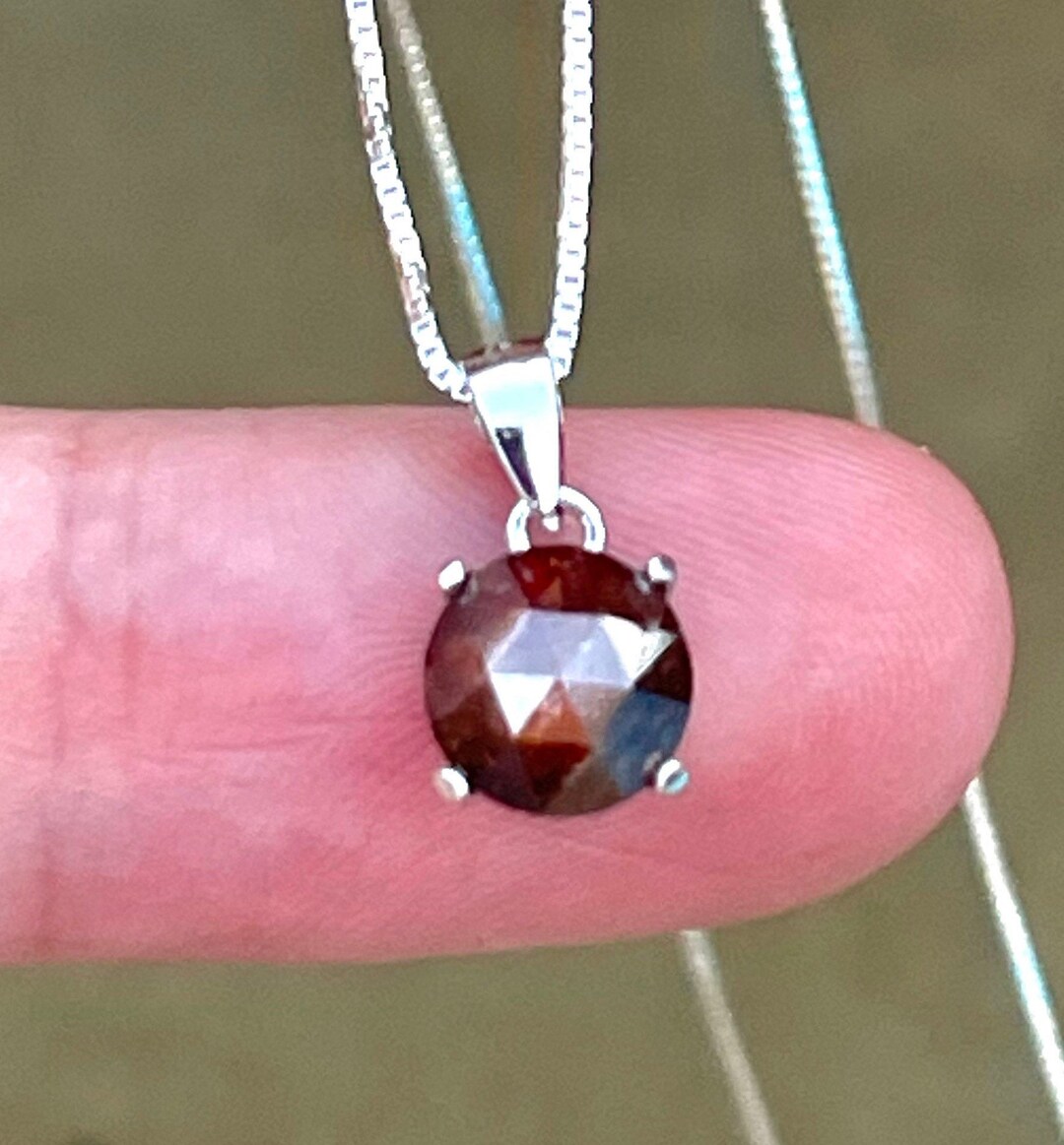 Natural Chocolate Diamond Pendant Necklace in Sterling Etsy UK
