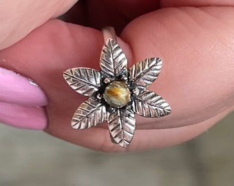 Oro, Rutilo, Quarzo, Anello, Misura 7, In Argento Sterling