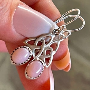 Pink, Opal, Drop, Earrings, In Sterling Silver