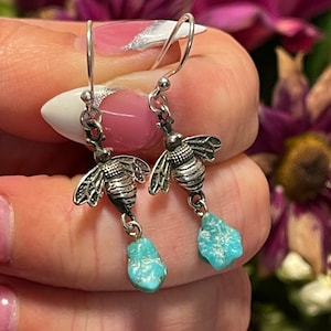 Sleeping Beauty, Turquoise, Earrings, In Sterling Silver