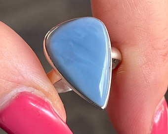 Owyhee, Blue, Opal, Ring, Size 6, In 925 Sterling Silver