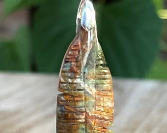 Green, Opal, Pendant, Necklace, In Sterling Silver, Carved