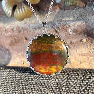 Bloodstone, Pendant, Necklace, Jewelry, In Oxidized, Sterling Silver