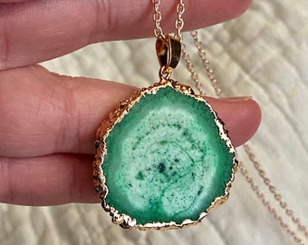 Natural, Geode, Pendant Necklace, In 14K Gold Filled