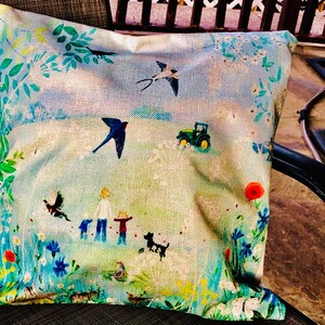 Spring Scenery Burlap Decorative Pillow Cover