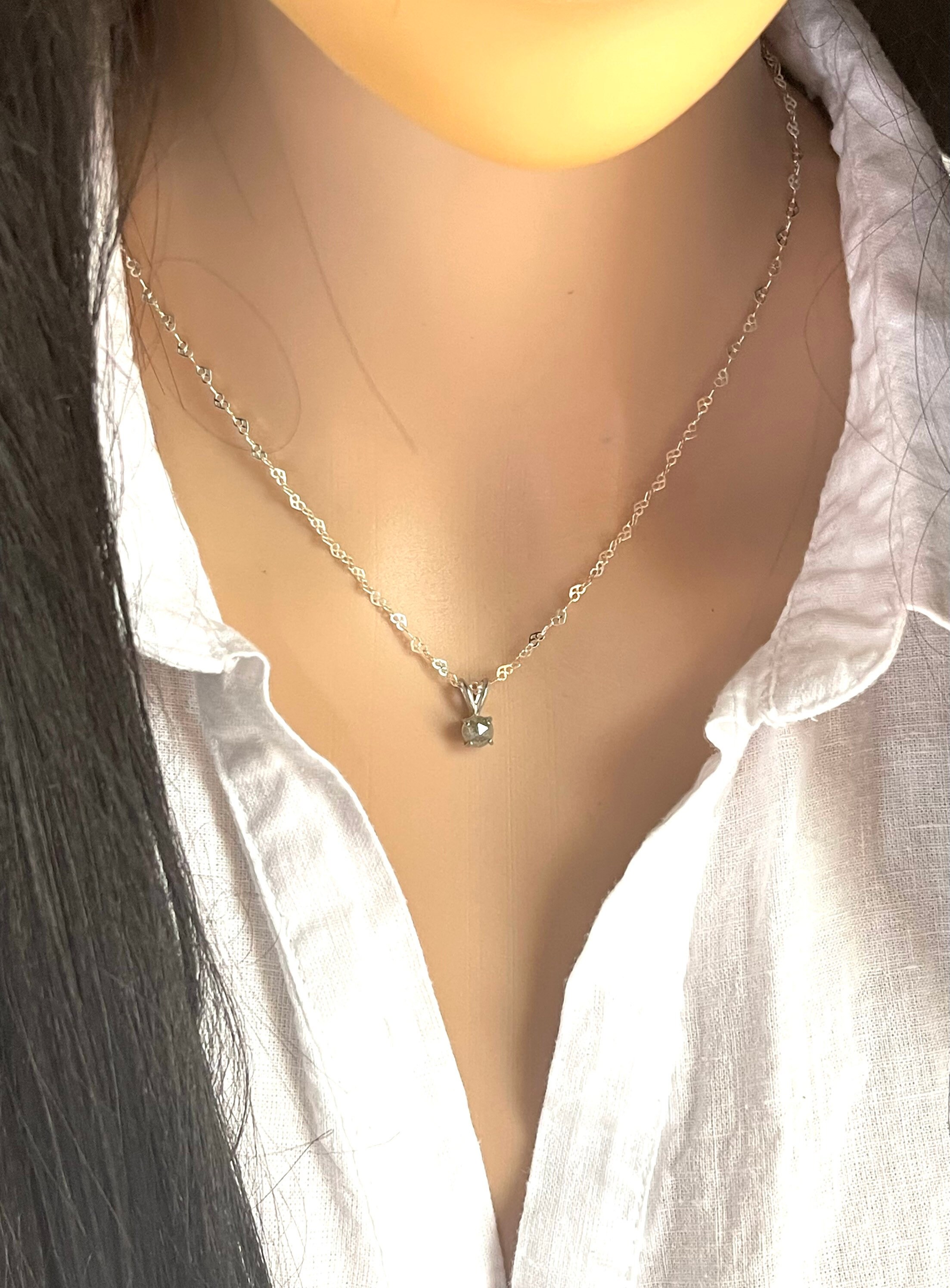 Natural Diamond Pendant Necklace in Sterling Silver Raw Etsy Denmark