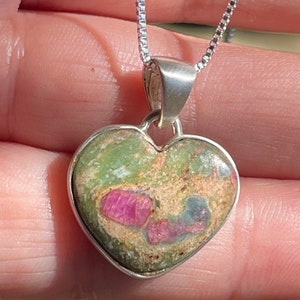Ruby In Fuchsite, Heart, Pendant, Necklace, Ruby In Fuchsite