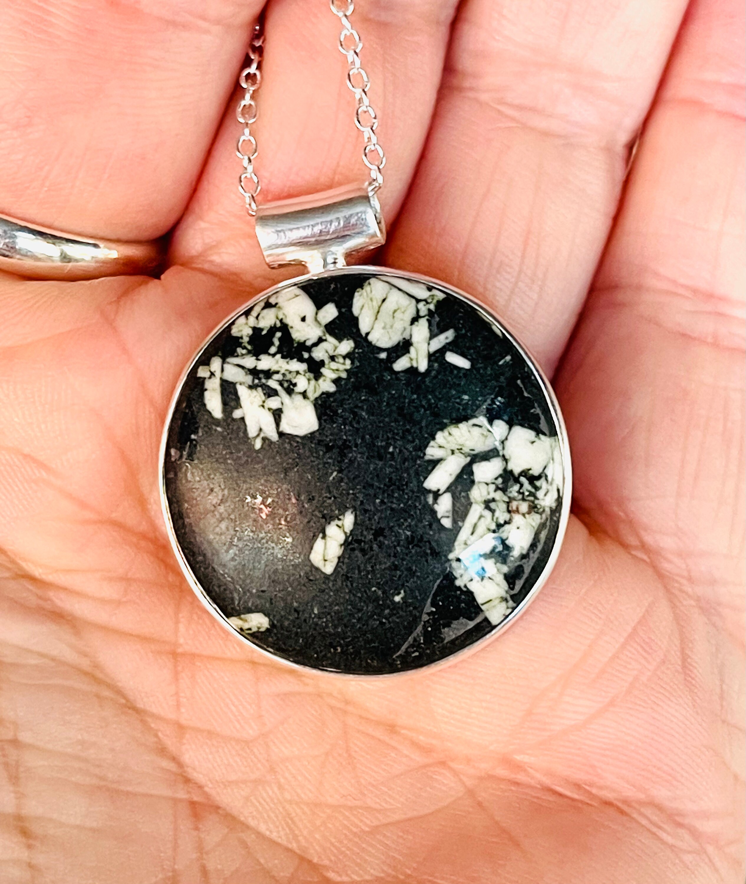 Chinese Writing Rock Necklace | Made in Earth US Pendant with 32 inch Chain