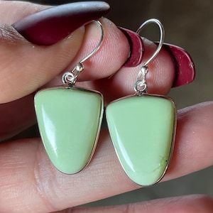 Chrysoprase, Earrings, In Sterling Silver, Citron Chrysoprase Moonstone Earrings