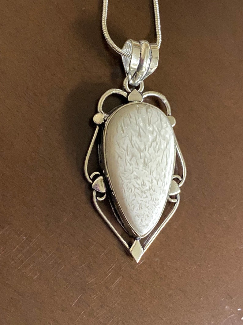 White Jasper Silver Pendant Necklace