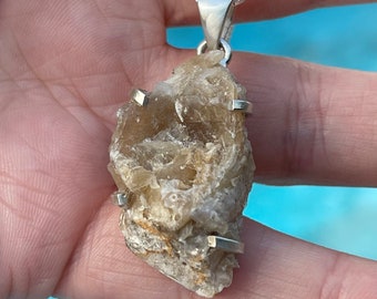 Barite, Rough, Pendant, Necklace, In Sterling Silver, Baryte