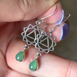 Chrysoprase, Earrings, In Oxidized, Sterling Silver