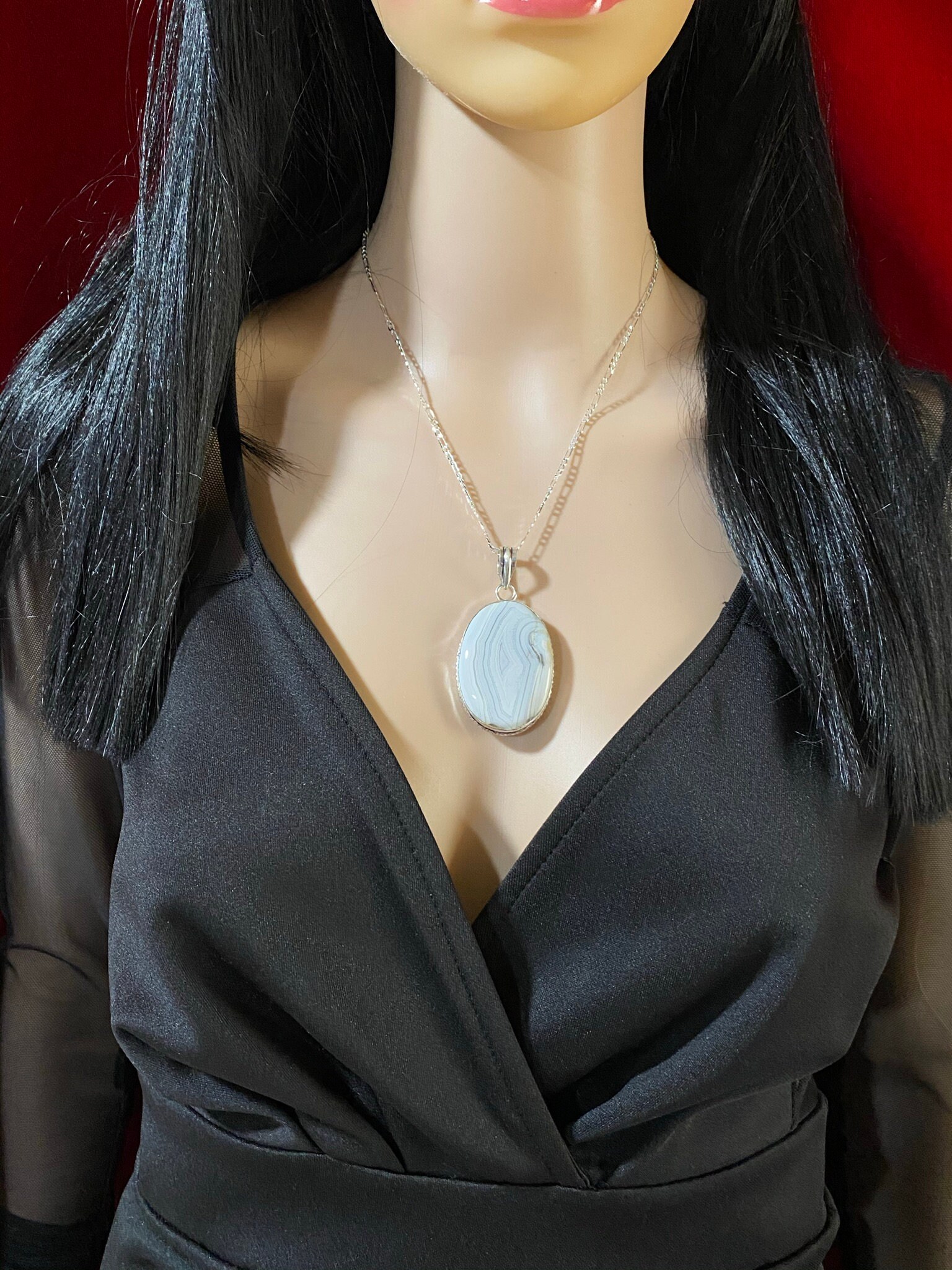 【匿名配送】agate レース調ネックレス アメシスト プラチナネックレス(2月誕生石)《WPDN2967