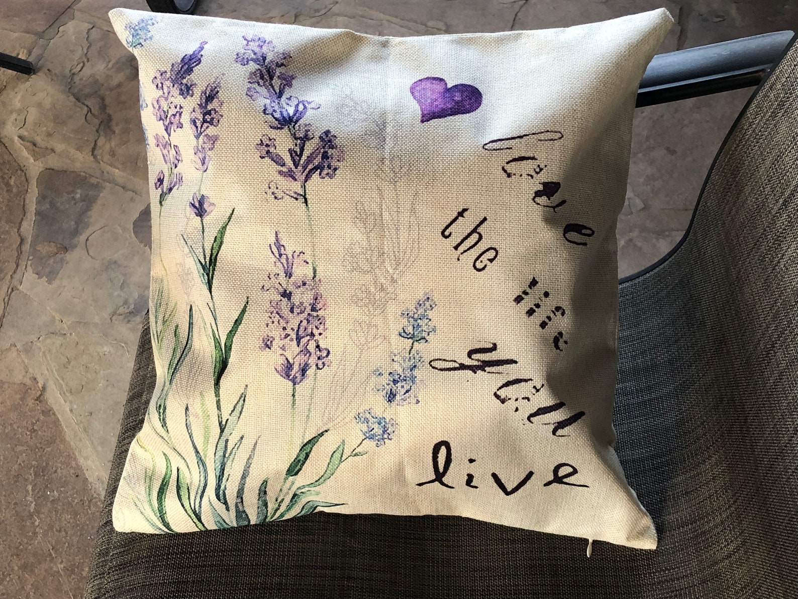 Burlap Lavender Decorative Pillow Covers Etsy