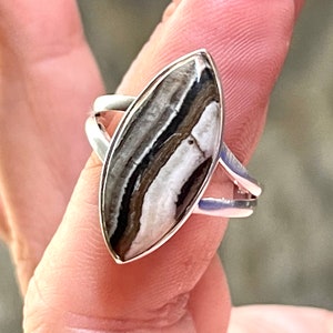 Zebra, Jaspis, Ring, Größe 9, in Sterling Silber