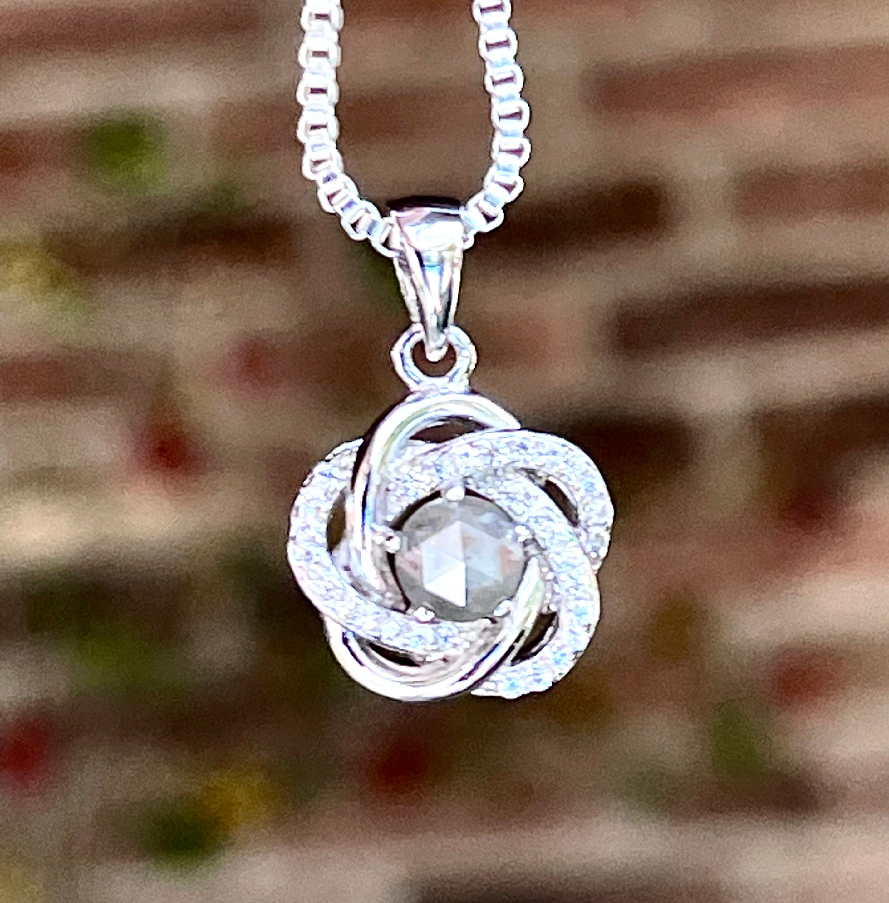 Natural, Diamond, Pendant Necklace in Sterling Silver - Etsy
