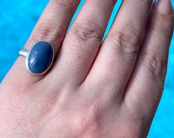 Blue, Owyhee, Opal, Ring, Size 9, In Sterling Silver