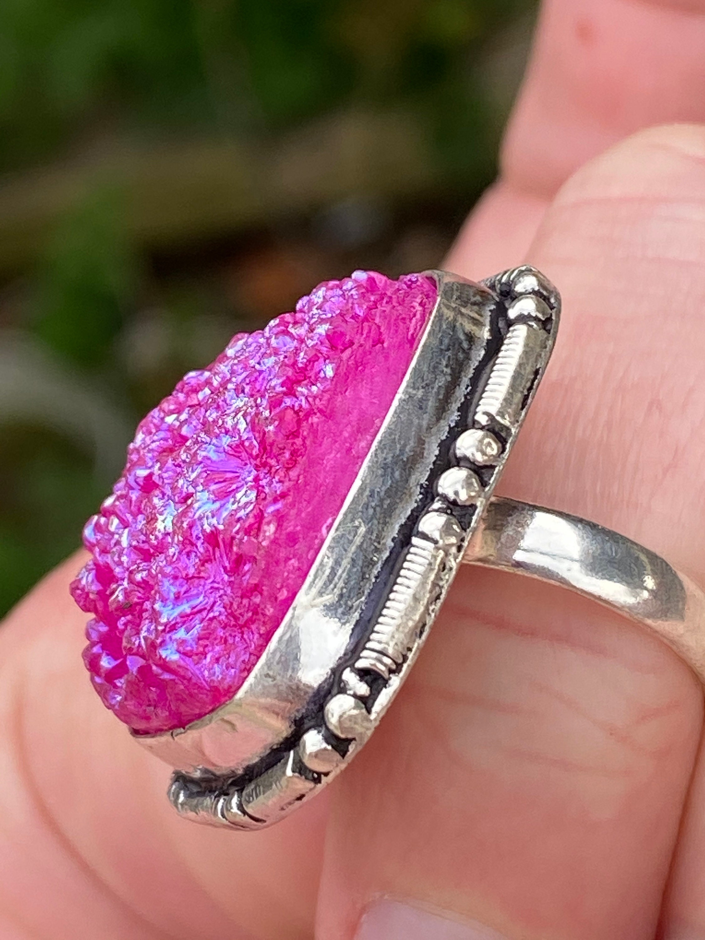 Funkelnd Regenbogen Druzy Stein Ring Größe 675 | Etsy