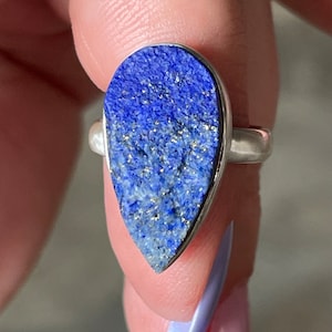 Lapis Lazuli, Rough, Ring, Size 6, In Sterling Silver