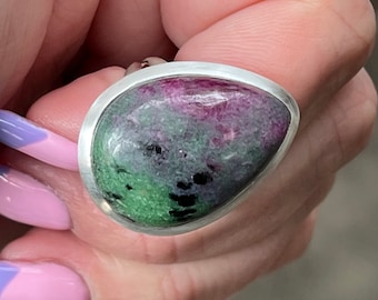 Rubin Zoisit, Ring Größe 8,75 In Sterling Silber, Rubin Zoisit