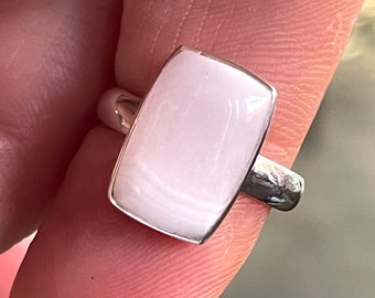 Rosa, Aragonit, Ring, Storlek 6, I Sterlingsilver
