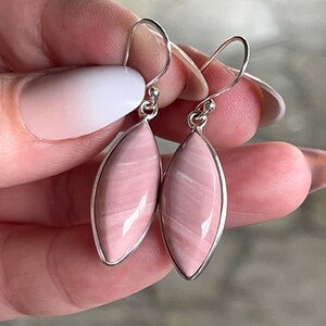 Pink, Opal, Drop, Earrings, In Sterling Silver