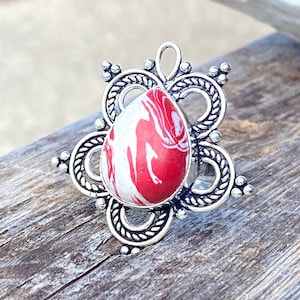 Natural Mosaic Jasper Sterling Silver Statement Ring