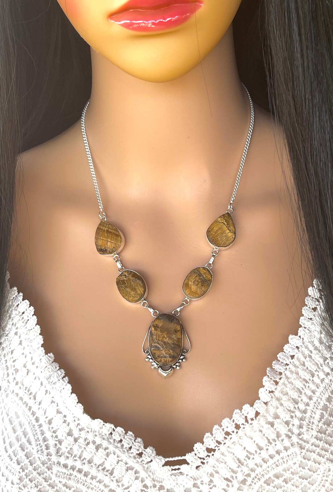 Tiger \'Caracolito\' Natural Druzy Shell & Tigers Eye Necklace main image 1