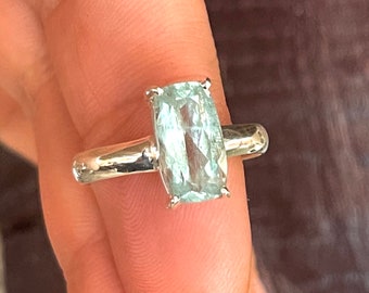 Akvamarin, ring, i sterlingsilver, storlek 9