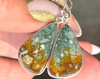 Rocky, Butte, Picture, Jasper, Earrings, In Sterling Silver