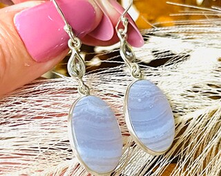 Orecchini A Goccia In Agata Pastello E Argento 925, Lunghezza 4 Cm, Eleganti E Antiosidazione