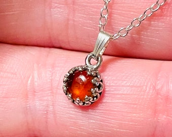 Hessonite Garnet Pendant Necklace In Oxidized Sterling Silver