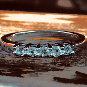 Natural, Aquamarine, Ring In Sterling Silver Rings, Multi Stone Aquamarine Ring