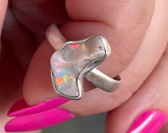 Ethiopian, Opal, Ring, Size 7.5, In Sterling Silver