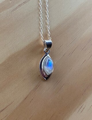Collana In Argento 925 Con Pietra Di Luna Naturale | Gioiello Fatto A Mano India