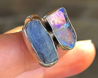 Blue, Kyanite, Moonstone, Ring, In Sterling Silver, Size 6, Size 9.25